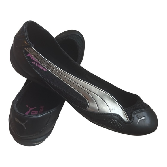 Y2K 2000s Puma Archive Black/Silver Ballet Flats US 8 - Picture 1 of 7
